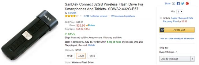 Fotografía - [Trato Alerta] 32GB SanDisk Conectar Wireless Flash Drive Down To $ 29.99 en Amazon